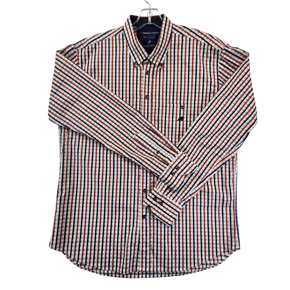 Green Coast Men XL Multicolor Check Yachting Shirt Made in Italy Nautical Preppy